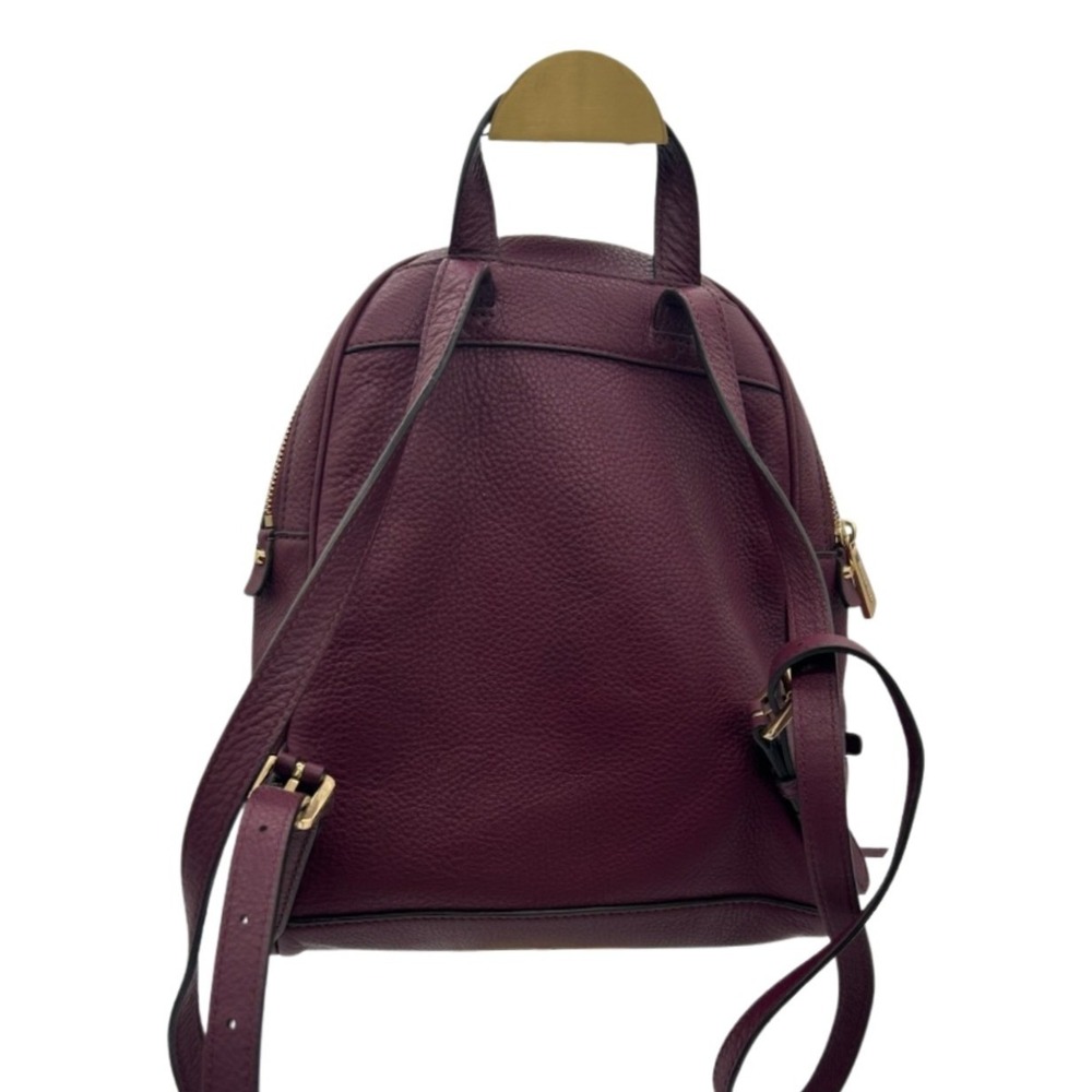 NWT Michael Kors Rhea Zip Backpack Women's Plum Pebbled Leather Gold Hardware - Picture 2 of 4